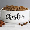 Personalised Dog Bowl - White with Swirl Font Design - Chester